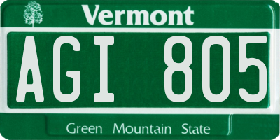 VT license plate AGI805