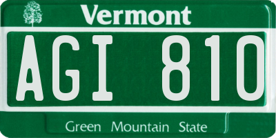 VT license plate AGI810