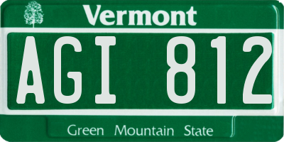 VT license plate AGI812