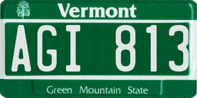 VT license plate AGI813