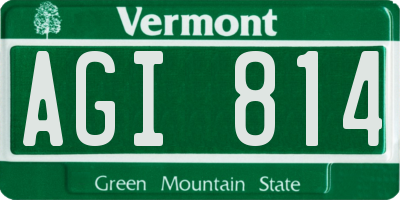 VT license plate AGI814