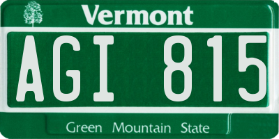 VT license plate AGI815