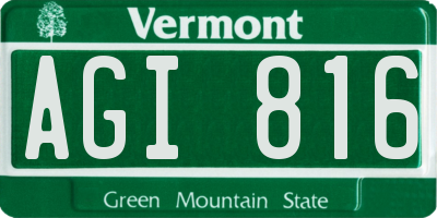 VT license plate AGI816