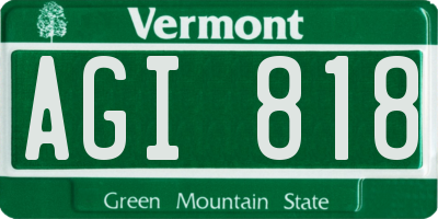 VT license plate AGI818