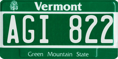 VT license plate AGI822