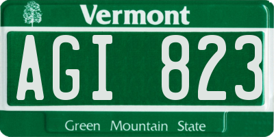 VT license plate AGI823