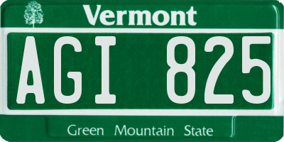 VT license plate AGI825