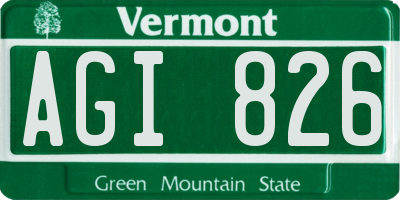 VT license plate AGI826