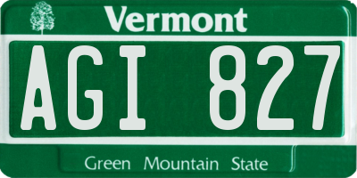 VT license plate AGI827