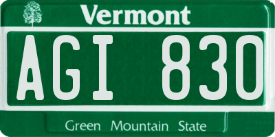 VT license plate AGI830