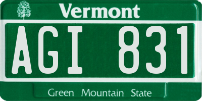 VT license plate AGI831