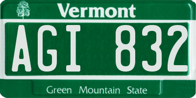 VT license plate AGI832