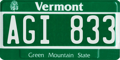 VT license plate AGI833