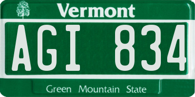 VT license plate AGI834
