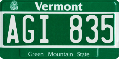 VT license plate AGI835