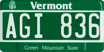 VT license plate AGI836