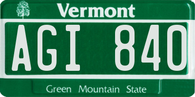 VT license plate AGI840