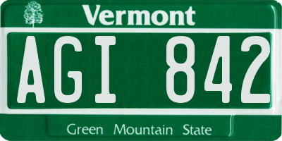 VT license plate AGI842