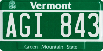 VT license plate AGI843