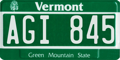 VT license plate AGI845