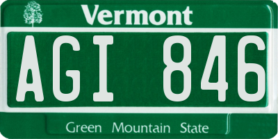 VT license plate AGI846