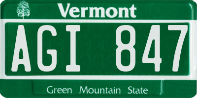 VT license plate AGI847