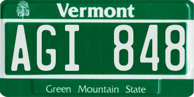 VT license plate AGI848