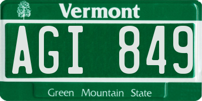 VT license plate AGI849
