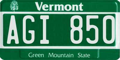 VT license plate AGI850