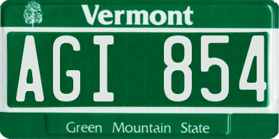 VT license plate AGI854