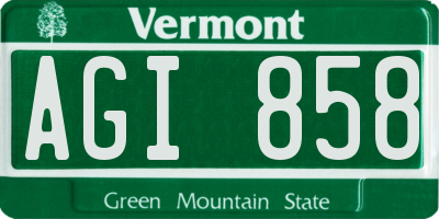 VT license plate AGI858