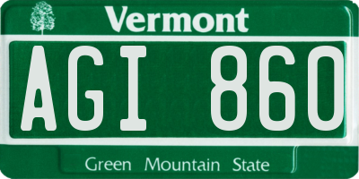 VT license plate AGI860