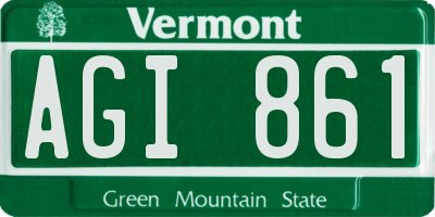 VT license plate AGI861