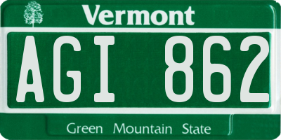 VT license plate AGI862