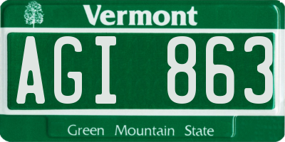 VT license plate AGI863