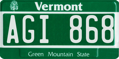 VT license plate AGI868