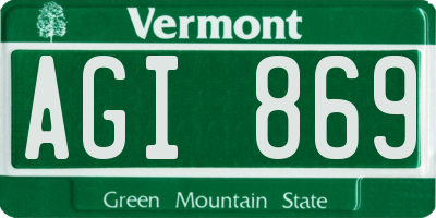 VT license plate AGI869