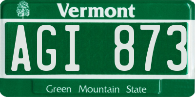 VT license plate AGI873
