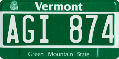 VT license plate AGI874