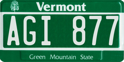 VT license plate AGI877