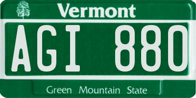 VT license plate AGI880
