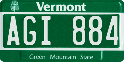 VT license plate AGI884