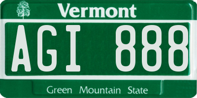 VT license plate AGI888