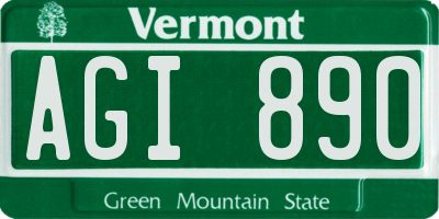 VT license plate AGI890