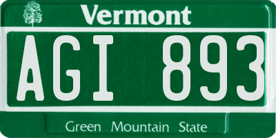 VT license plate AGI893