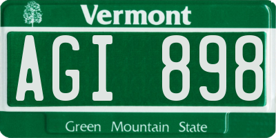 VT license plate AGI898
