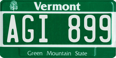 VT license plate AGI899