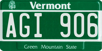 VT license plate AGI906