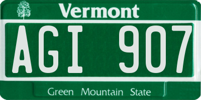 VT license plate AGI907