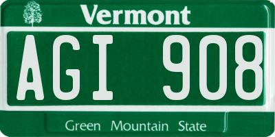 VT license plate AGI908